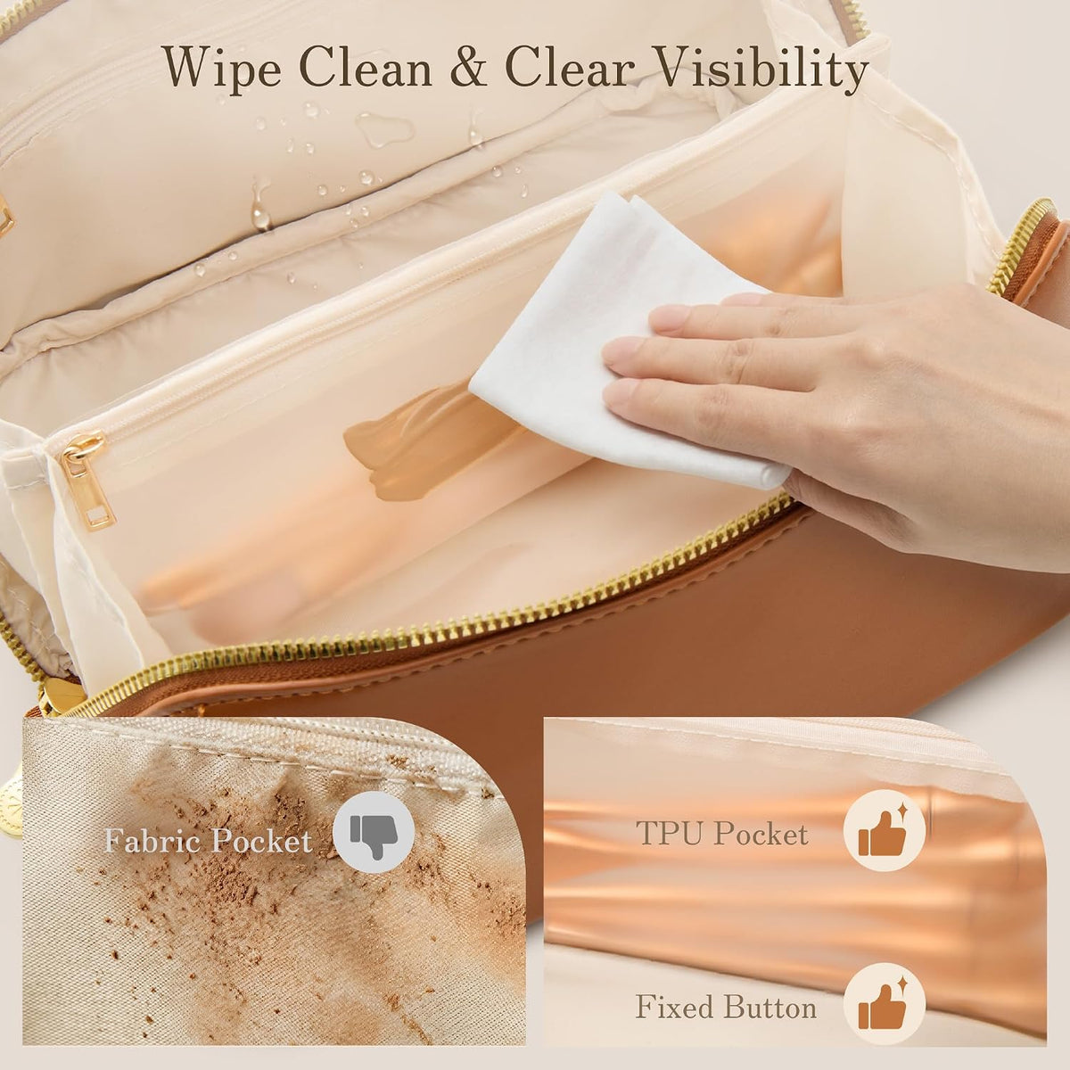 SHOWKOO Cosmetic Bag for Women, WideOpen Travel Makeup Bag with Compartment