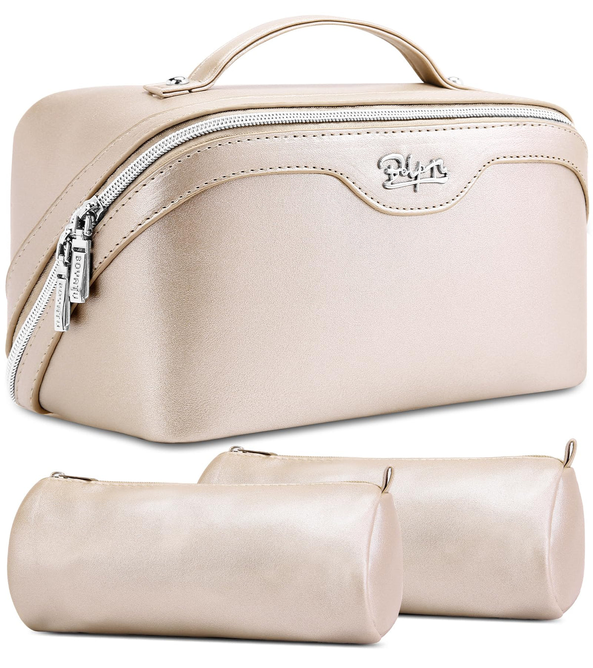 BOYATU Travel Makeup Bag Organizer: 3 Pcs Large Cosmetic Bags Set for Women