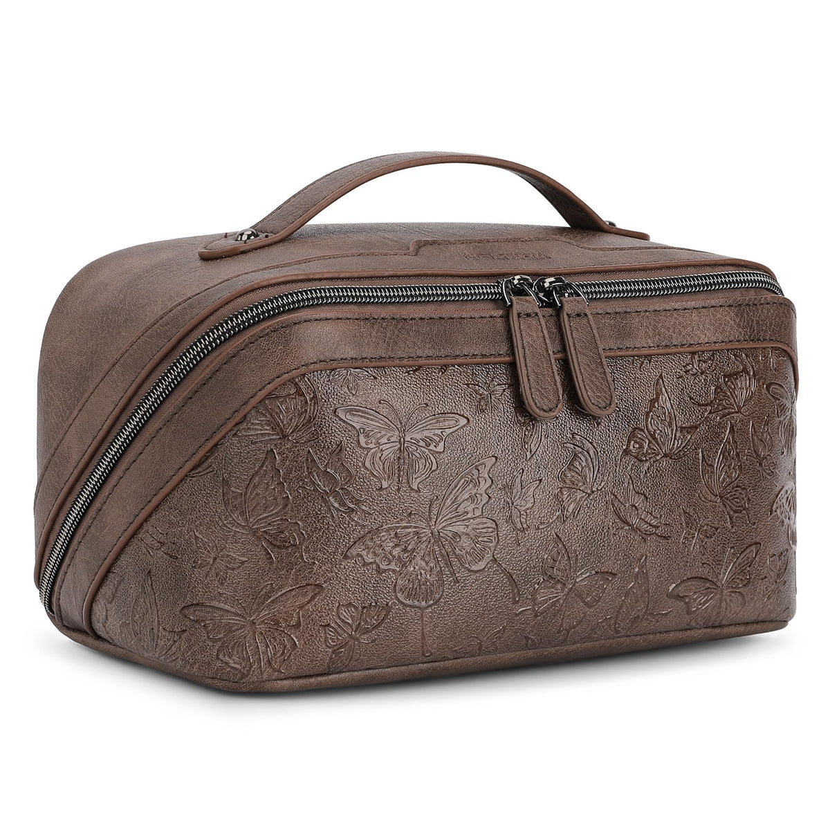 BELTANA Travel Makeup Bag for Women, Butterfly Flat Open Cosmetic Bag