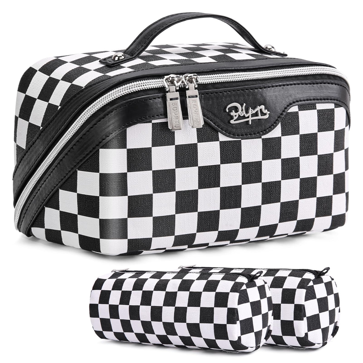 BOYATU Travel Makeup Bag Cosmetic Bags for Women: 3-Piece Make up Bag Set