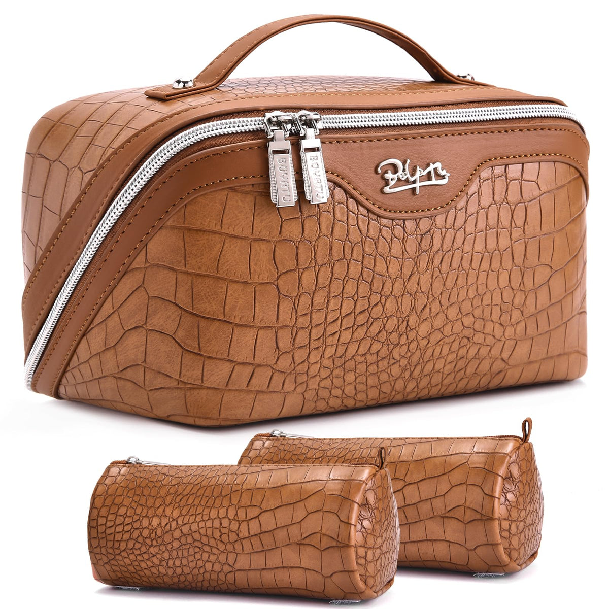 BOYATU Travel Makeup Bag Cosmetic Bags for Women: 3-Piece Make up Bag Set