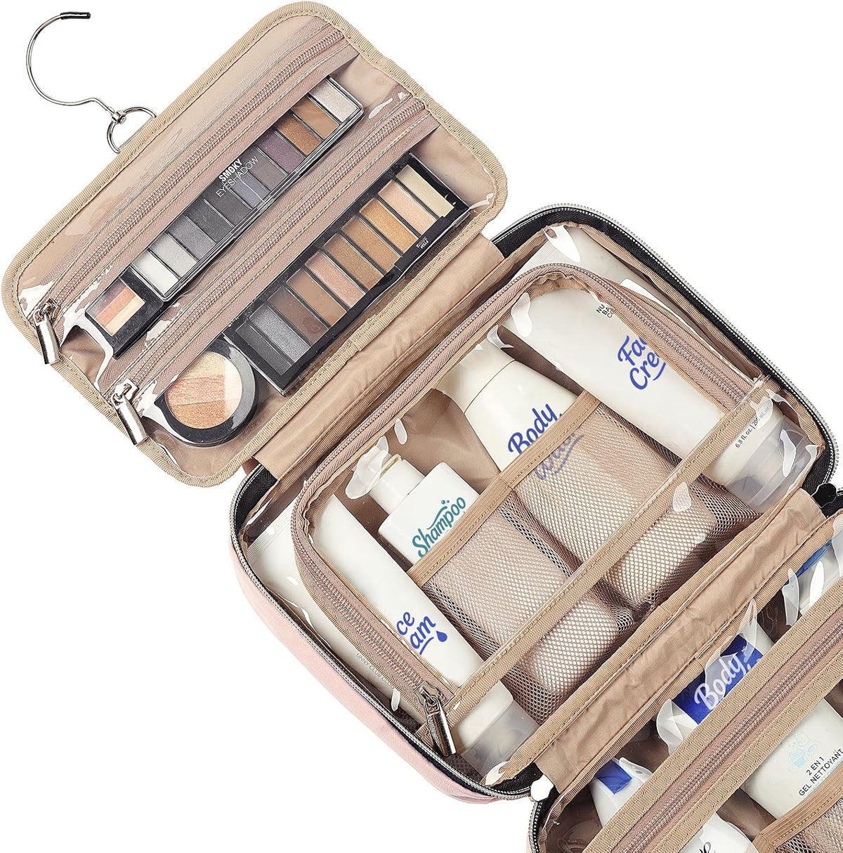 NISHEL Travel Toiletry Bag for women, Portable Hanging makeup Organizer
