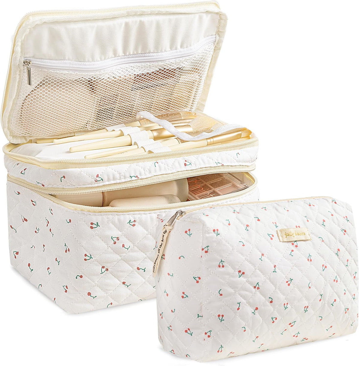 HBselect 2Pcs Travel Makeup Bag Large Quilted Cosmetic Bag Make up Bag