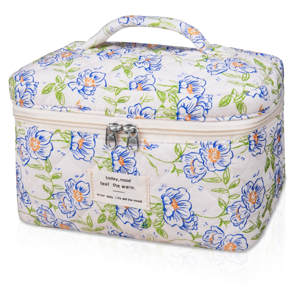 Gosect Large Makeup Bag, Cute Cosmetic Bag for Women Girls, Floral Coquette Aesthetic Toiletry Bag, Travel Make Up Organizer Bag (BDLH)