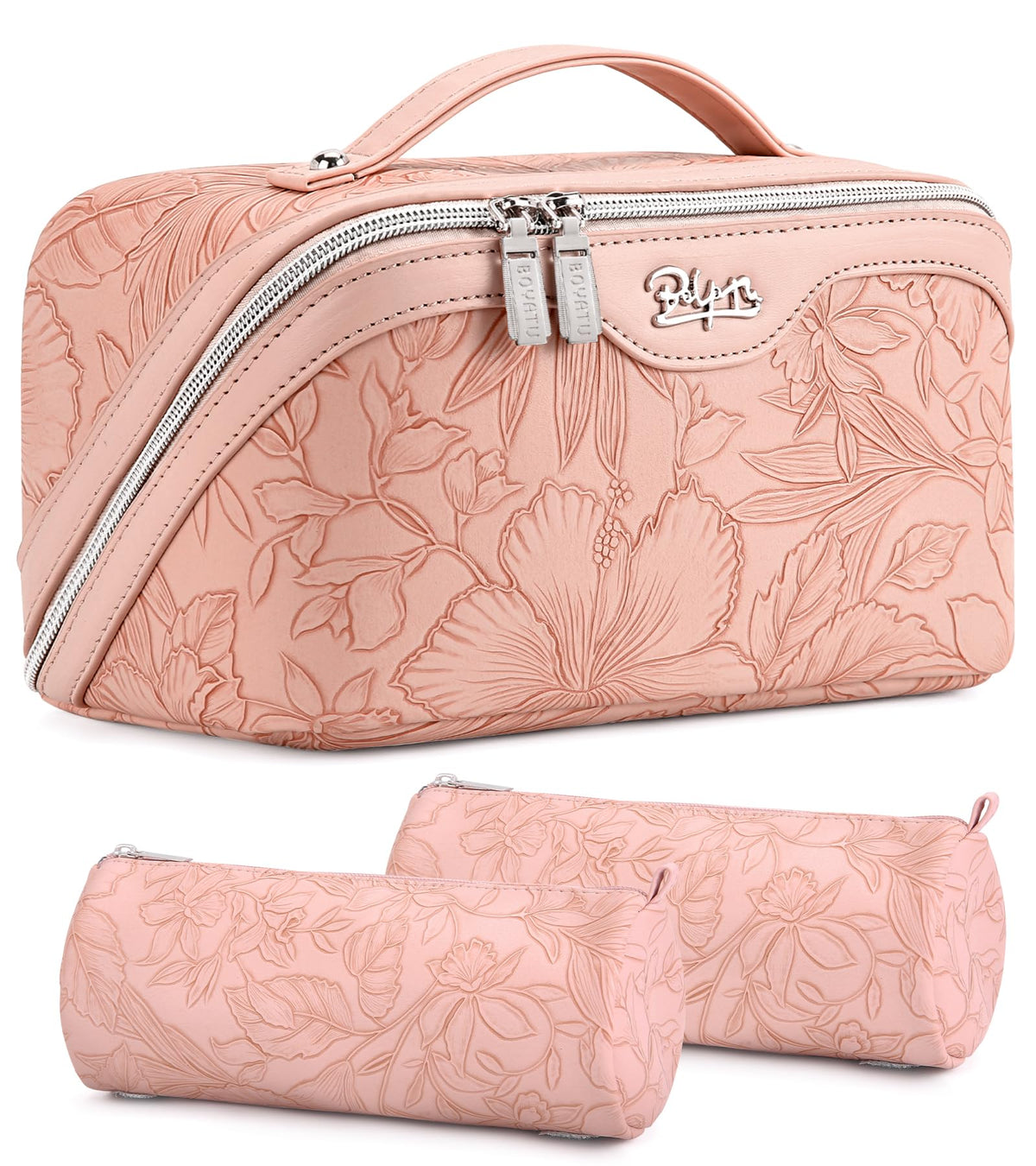 BOYATU Travel Makeup Bags Cosmetic Organizer Bag: Floral Make up Bag