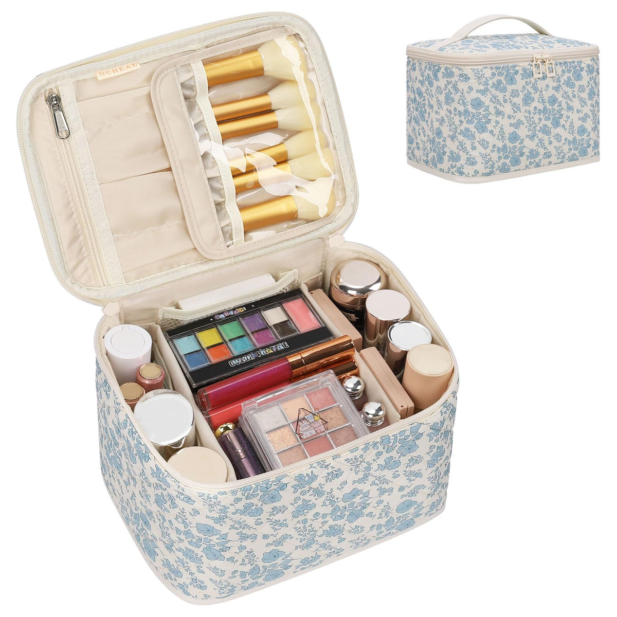 OCHEAL Makeup Bag, Portable Cosmetic Bag Black Make up Case Toiletry Bag