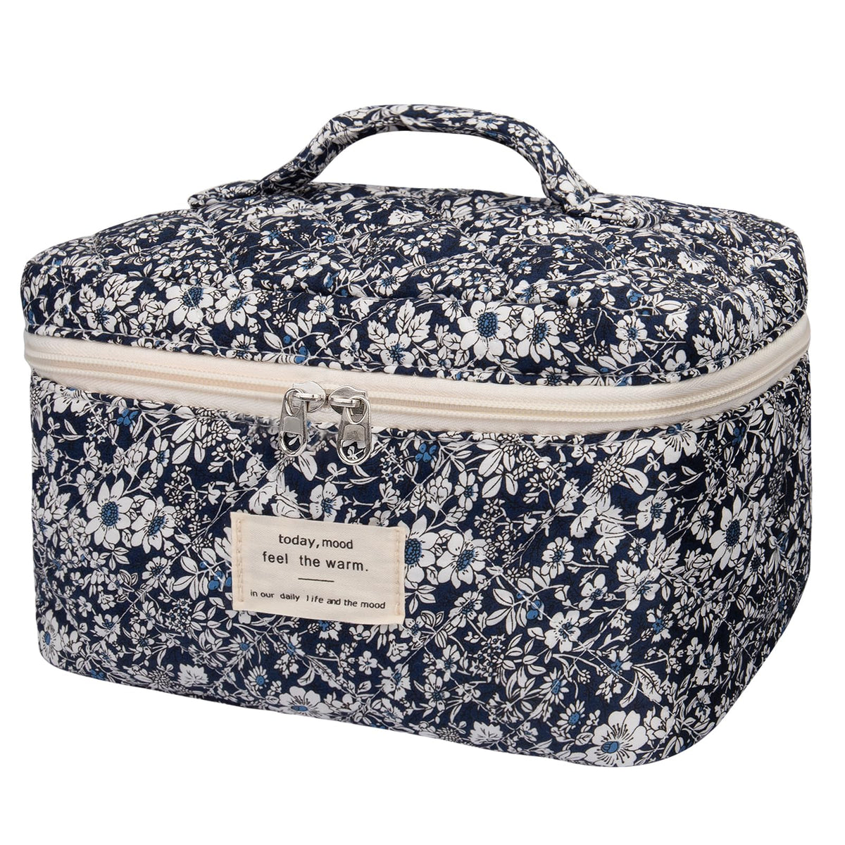 Gosect Large Makeup Bag, Cute Cosmetic Bag for Women Girls, Floral Coquette Aesthetic Toiletry Bag, Travel Make Up Organizer Bag (BDLH)