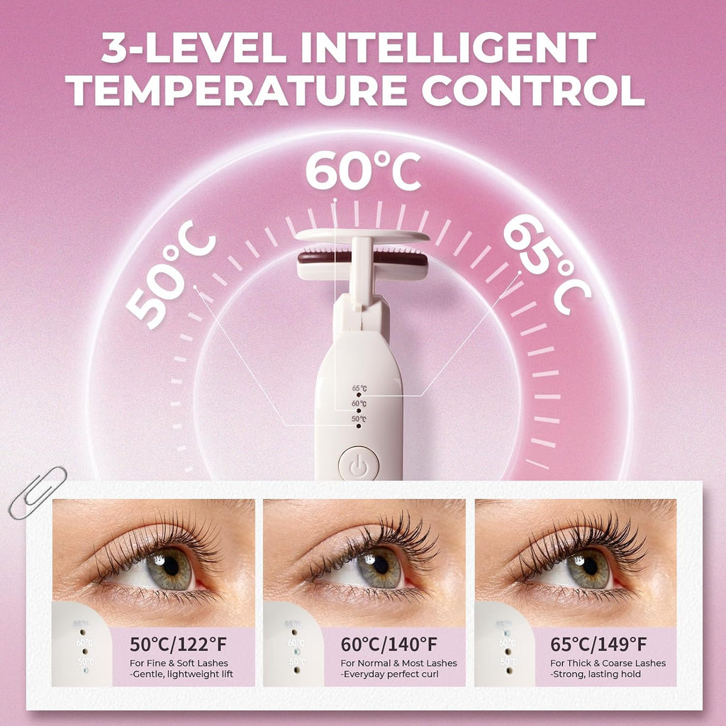 Heated Eyelash Curler, 5s Fast Heat Up & 24H Long-Lasting Curls, Electric Lash Curler with Intelligent Temp Control & Anti-Burn Silicone Pad, Type-C Rechargeable, Quick Natural Curling for All Lashes