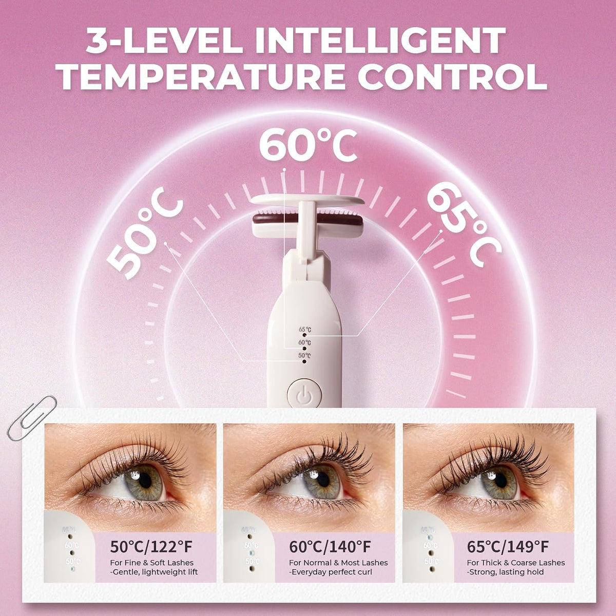 Heated Eyelash Curler, 5s Fast Heat Up & 24H Long-Lasting Curls, Electric Lash Curler with Intelligent Temp Control & Anti-Burn Silicone Pad, Type-C Rechargeable, Quick Natural Curling for All Lashes