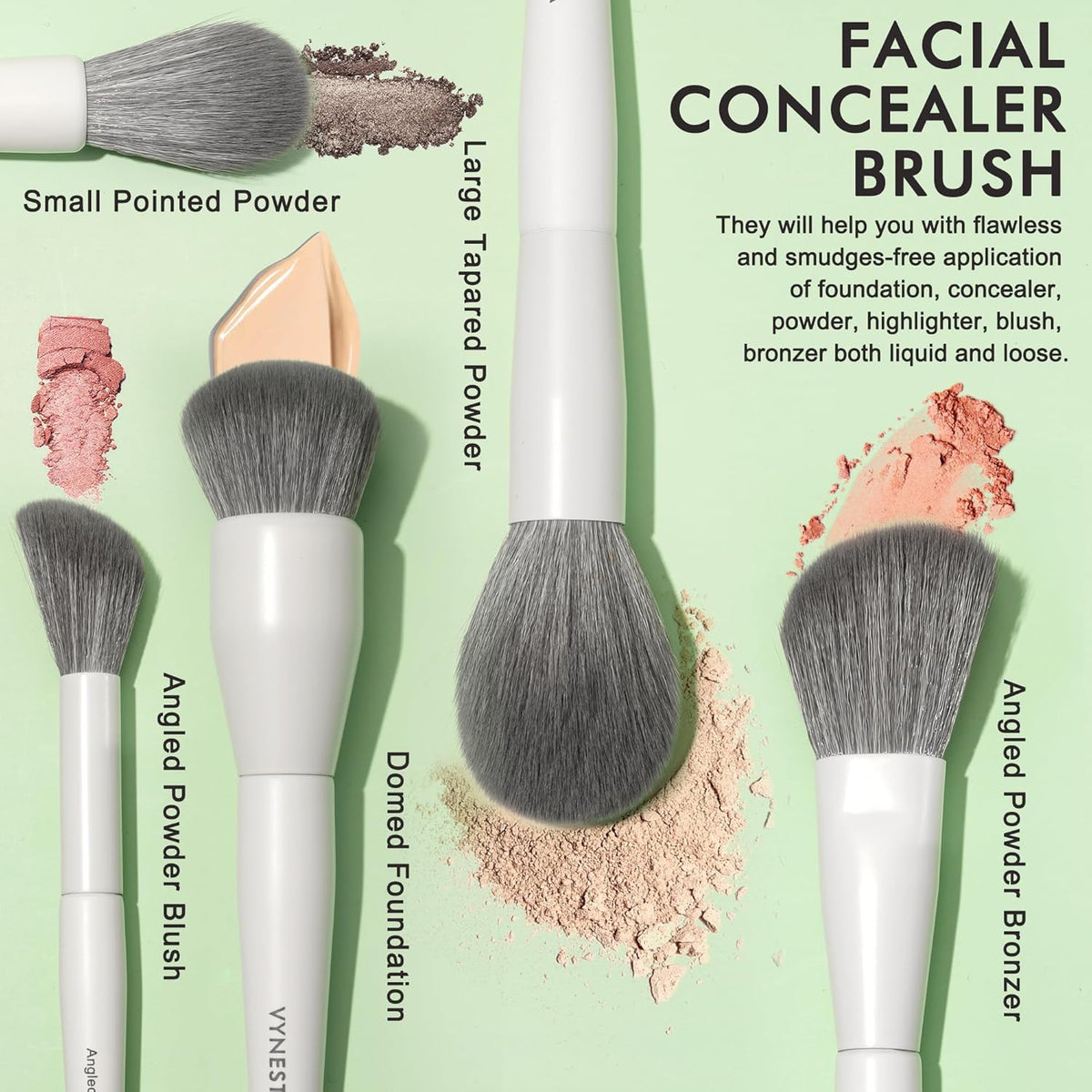 Makeup Brushes 20Pcs Pro Face & Eye Makeup Brush Set Labeled,White