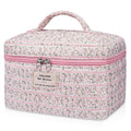 Gosect Large Makeup Bag, Cute Cosmetic Bag for Women Girls, Floral Coquette Aesthetic Toiletry Bag, Travel Make Up Organizer Bag (BDLH)