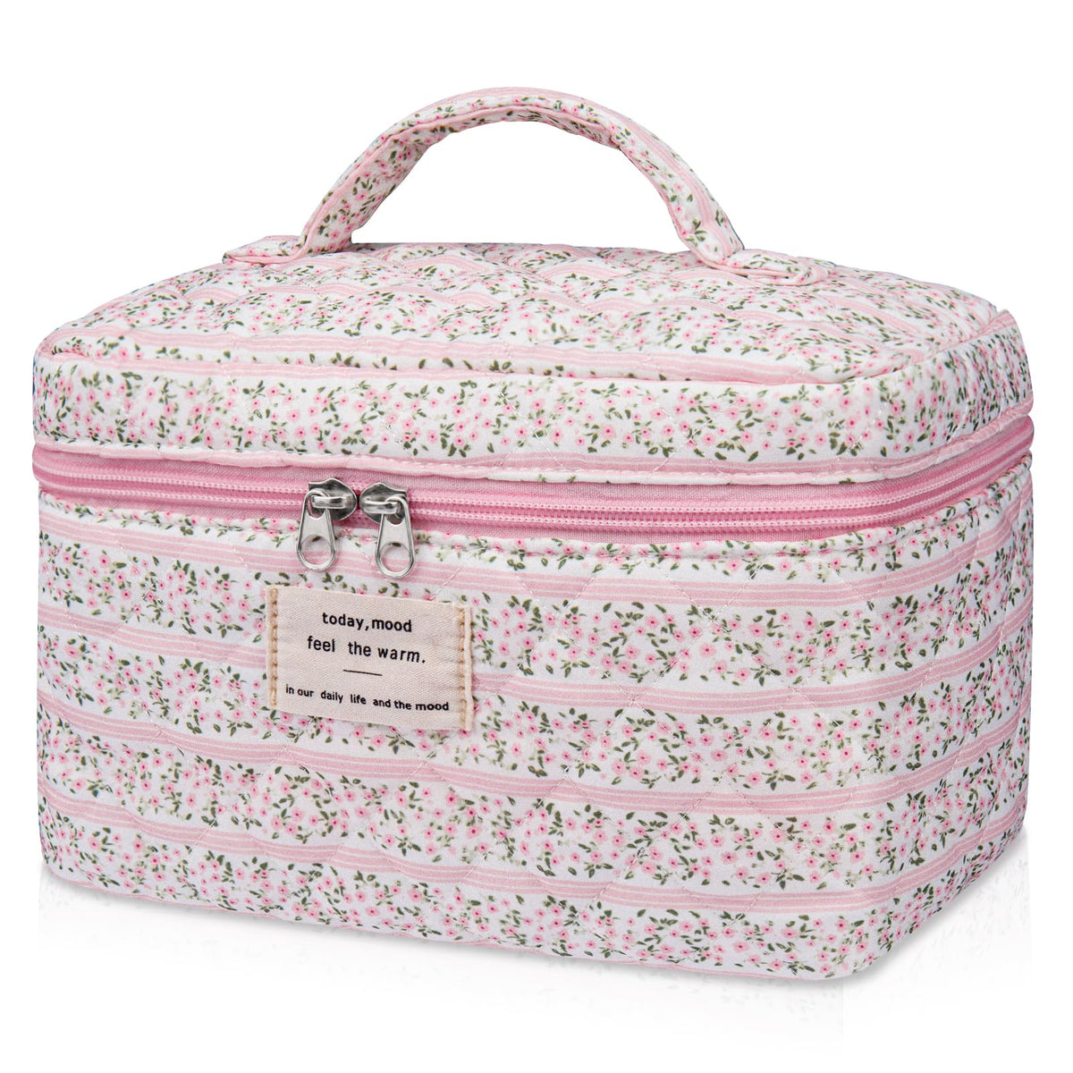 Gosect Large Makeup Bag, Cute Cosmetic Bag for Women Girls, Floral Coquette Aesthetic Toiletry Bag, Travel Make Up Organizer Bag (BDLH)