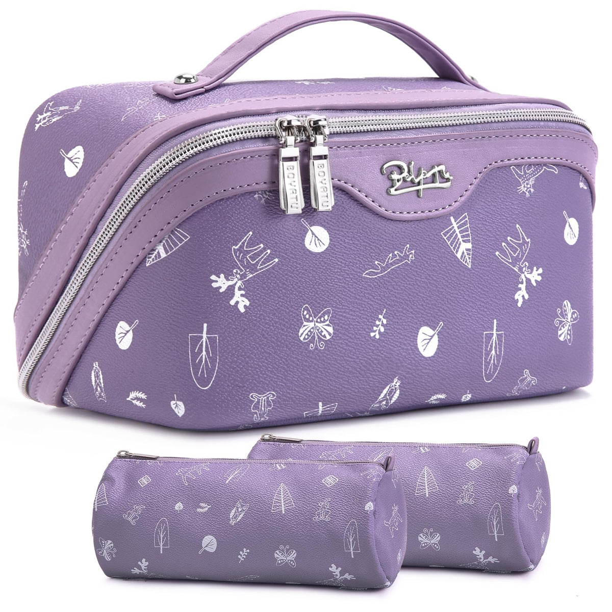 BOYATU Travel Makeup Bag Cosmetic Bags for Women: 3-Piece Make up Bag Set