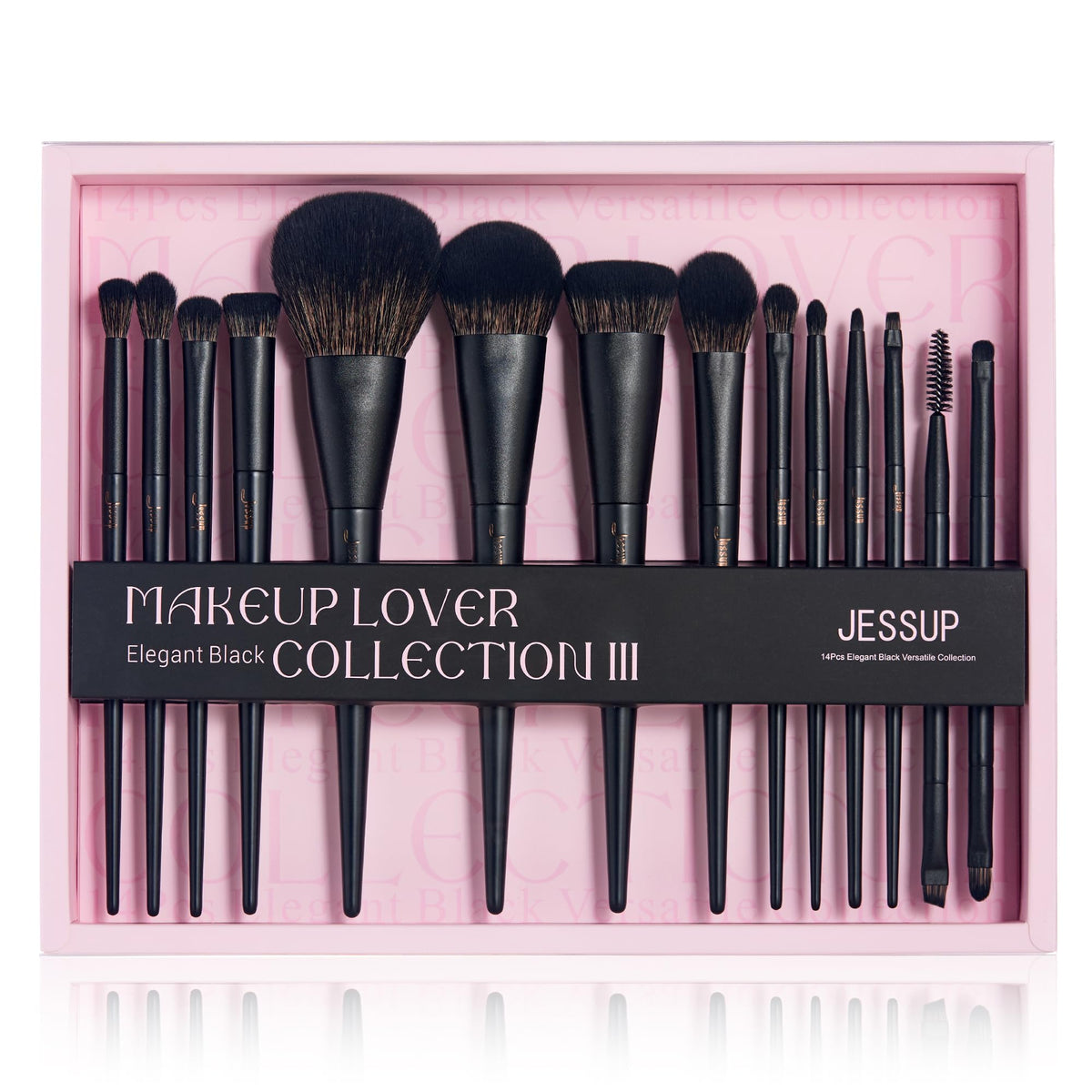 Jessup Makeup Brushes 14Pcs Makeup Brush Set Premium Synthetic Powder Foundation Contour Blush Concealer Eye Shadow Blending Liner Make Up Brush Kit Light Grey T329
