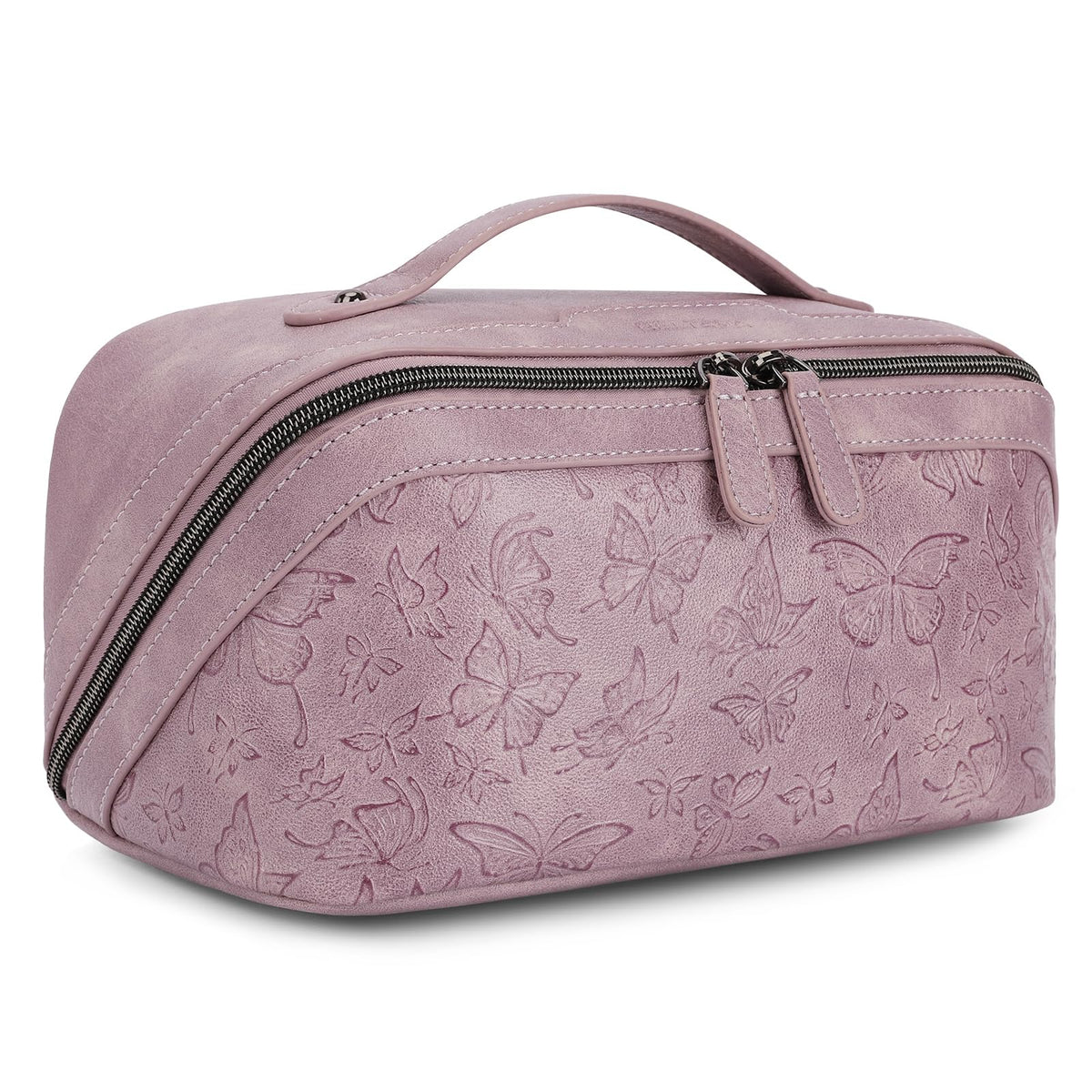 BELTANA Travel Makeup Bag for Women, Butterfly Flat Open Cosmetic Bag
