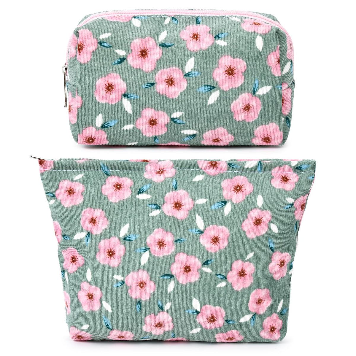 SOIDRAM 2 Pieces Makeup Bag Large Checkered Cosmetic Bag Capacity Canvas Mix Travel Toiletry Bag Organizer Cute Makeup Brushes Aesthetic Accessories Storage Bag for Women, Checkered Mix Rose Red