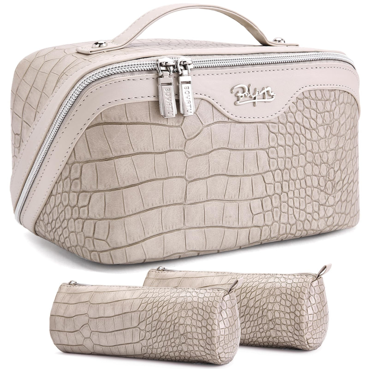 BOYATU Travel Makeup Bag Cosmetic Bags for Women: 3-Piece Make up Bag Set