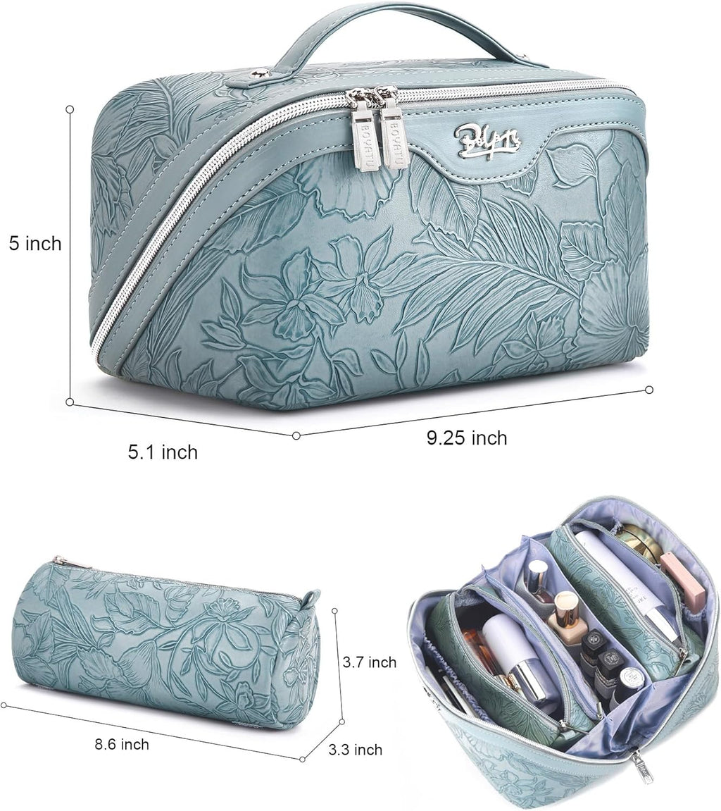 BOYATU Travel Makeup Bags Cosmetic Organizer Bag: Floral Make up Bag
