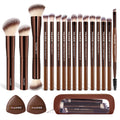 MAANGE Makeup Brush Set 19 PCS Travel Makeup Brushes Eyeshaowder Powder Concealers Foundation Professional Make Up Brush Set with Case (Coffee)