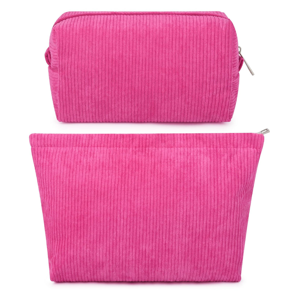 SOIDRAM 2 Pieces Makeup Bag Large Checkered Cosmetic Bag Capacity Canvas Mix Travel Toiletry Bag Organizer Cute Makeup Brushes Aesthetic Accessories Storage Bag for Women, Checkered Mix Rose Red