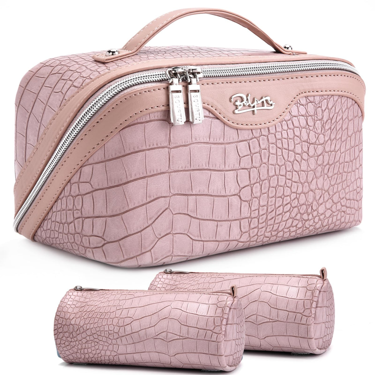 BOYATU Travel Makeup Bag Cosmetic Bags for Women: 3-Piece Make up Bag Set