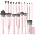 Real Perfection Professional Makeup Brushes 18 Pcs Makeup Brush Set Premium Kabuki Powder Foundation Contour Blush Concealer Eyeshadow Blending Liner Make Up Brush Kit - Pink