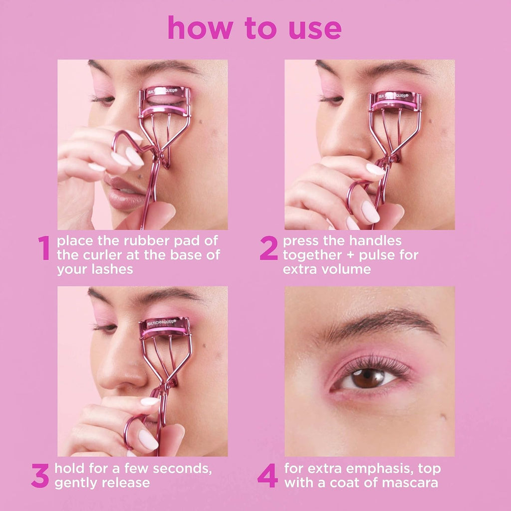 Real Techniques Miracle Eyelash Curler, Lash Tool for Mascara, Pink
