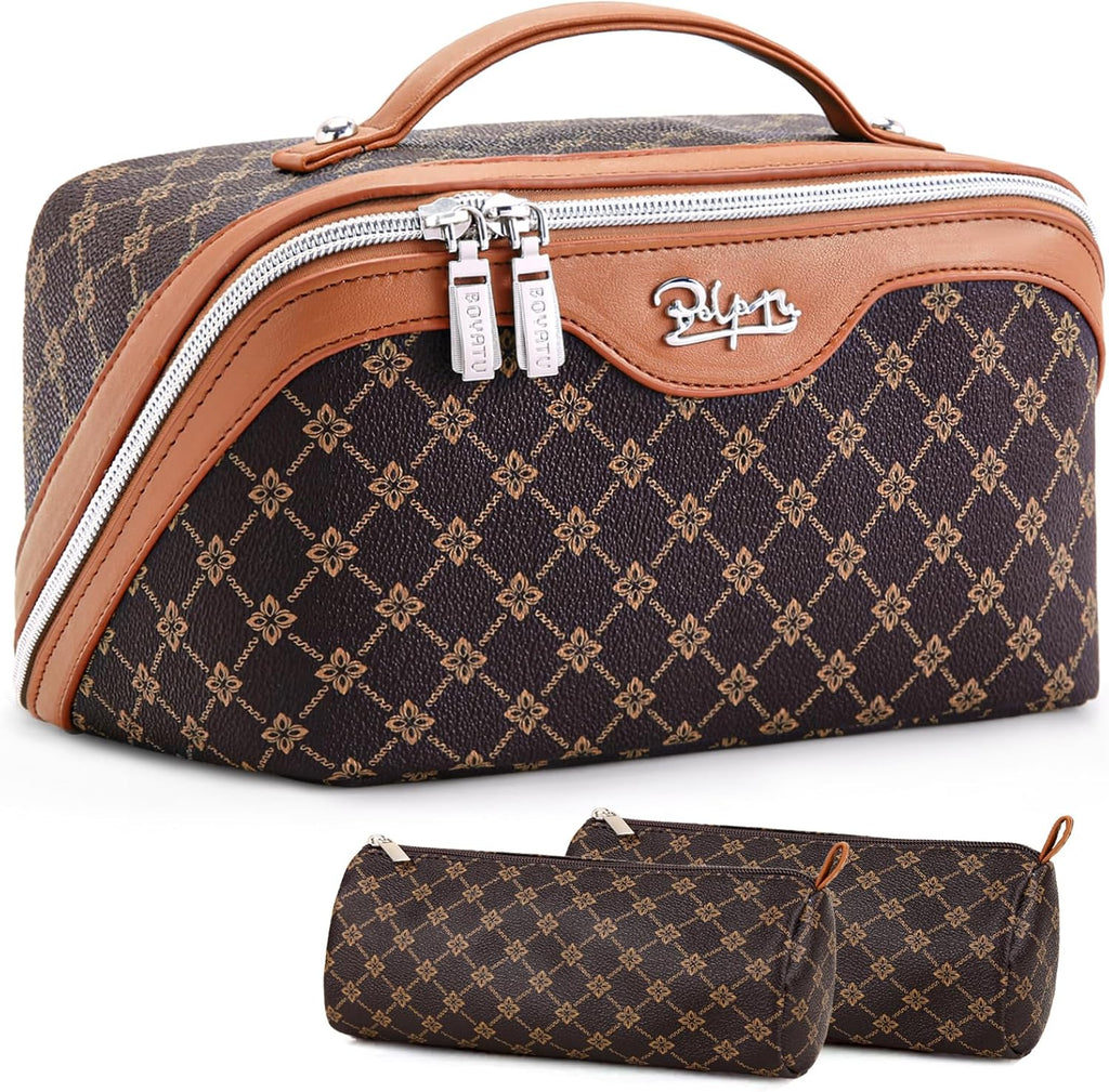 BOYATU Travel Makeup Bag Cosmetic Bags for Women: 3-Piece Make up Bag Set
