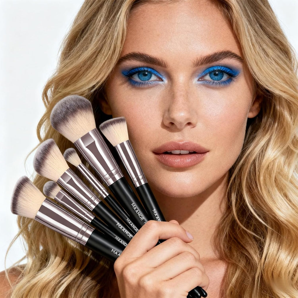 MAANGE 30Pcs Professional Makeup Brush Set with Case – Premium Synthetic Brushes for Foundation, Powder, Blush, Eyeshadow & Blending,Black Coffee