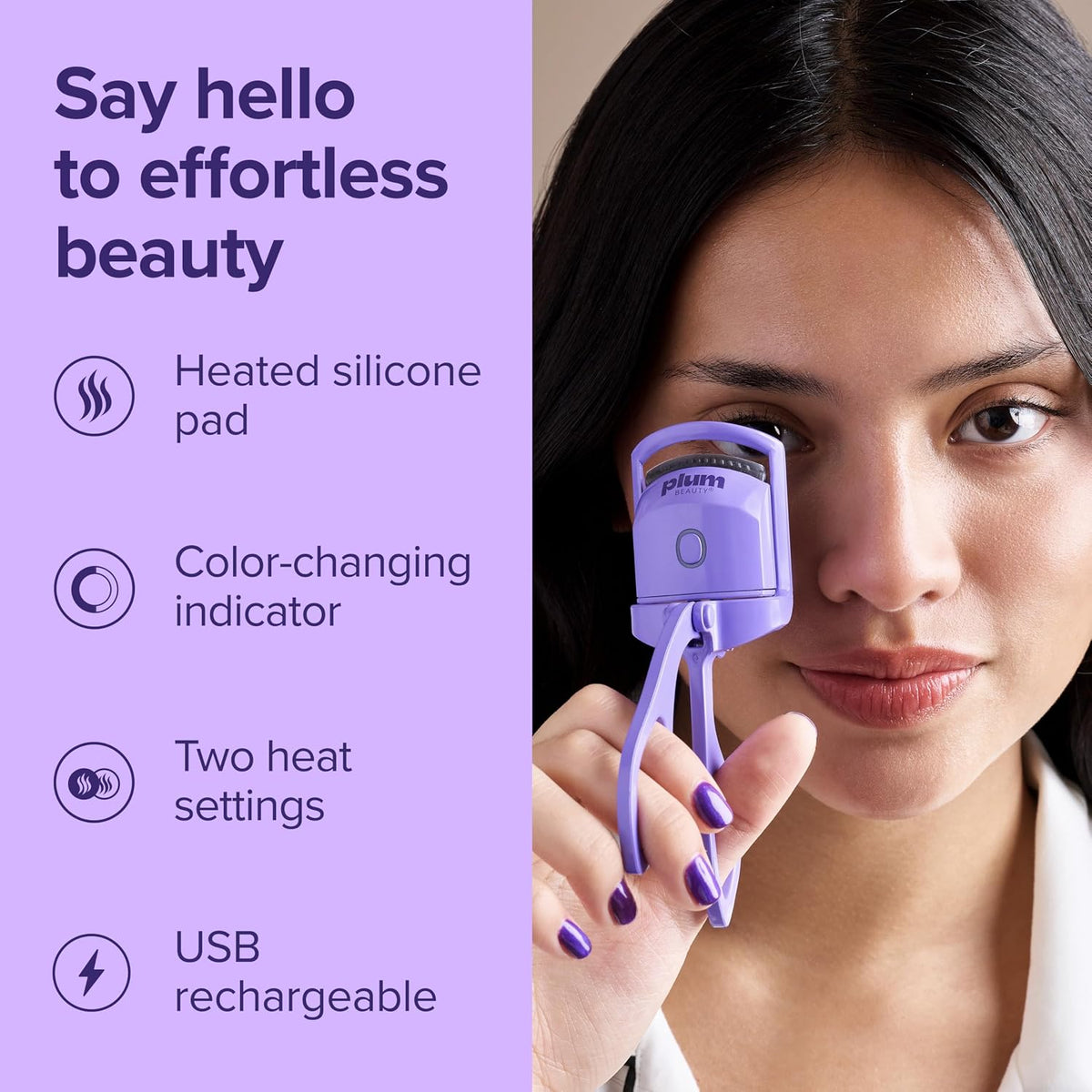 Plum Beauty Lash Lift Off Heated Eyelash Curler USB-C Rechargeable Electric