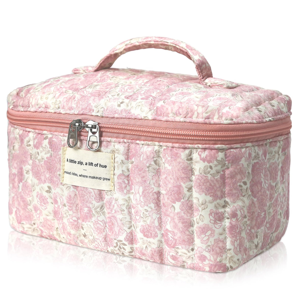 Gosect Large Makeup Bag, Cute Cosmetic Bag for Women Girls, Floral Coquette Aesthetic Toiletry Bag, Travel Make Up Organizer Bag (BDLH)