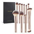 10 Pcs MAANGE Travel Makeup Brush Set with Magnetic case, Premium Synthetic Short Handle Brushes for Foundation, Powder, Concealer, Eye Shadows, Makeup Brush Tools Set(CoffeeBrown)
