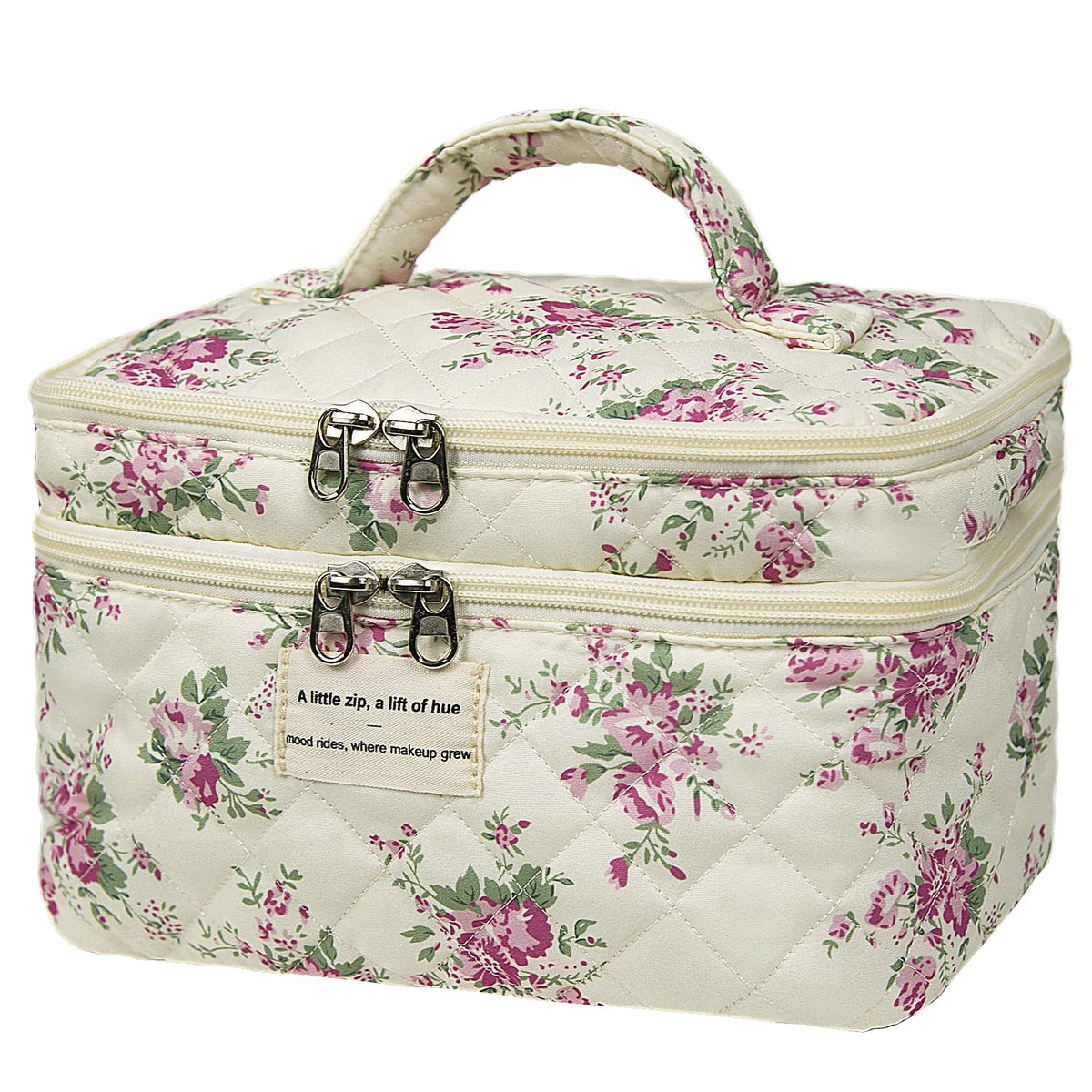 Gosect Large Makeup Bag, Cute Cosmetic Bag for Women Girls, Floral Coquette Aesthetic Toiletry Bag, Travel Make Up Organizer Bag (BDLH)