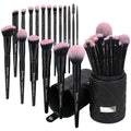 Bueart Design 15Pcs Labeled Makeup Brushes Set with Elegant Pink Holder
