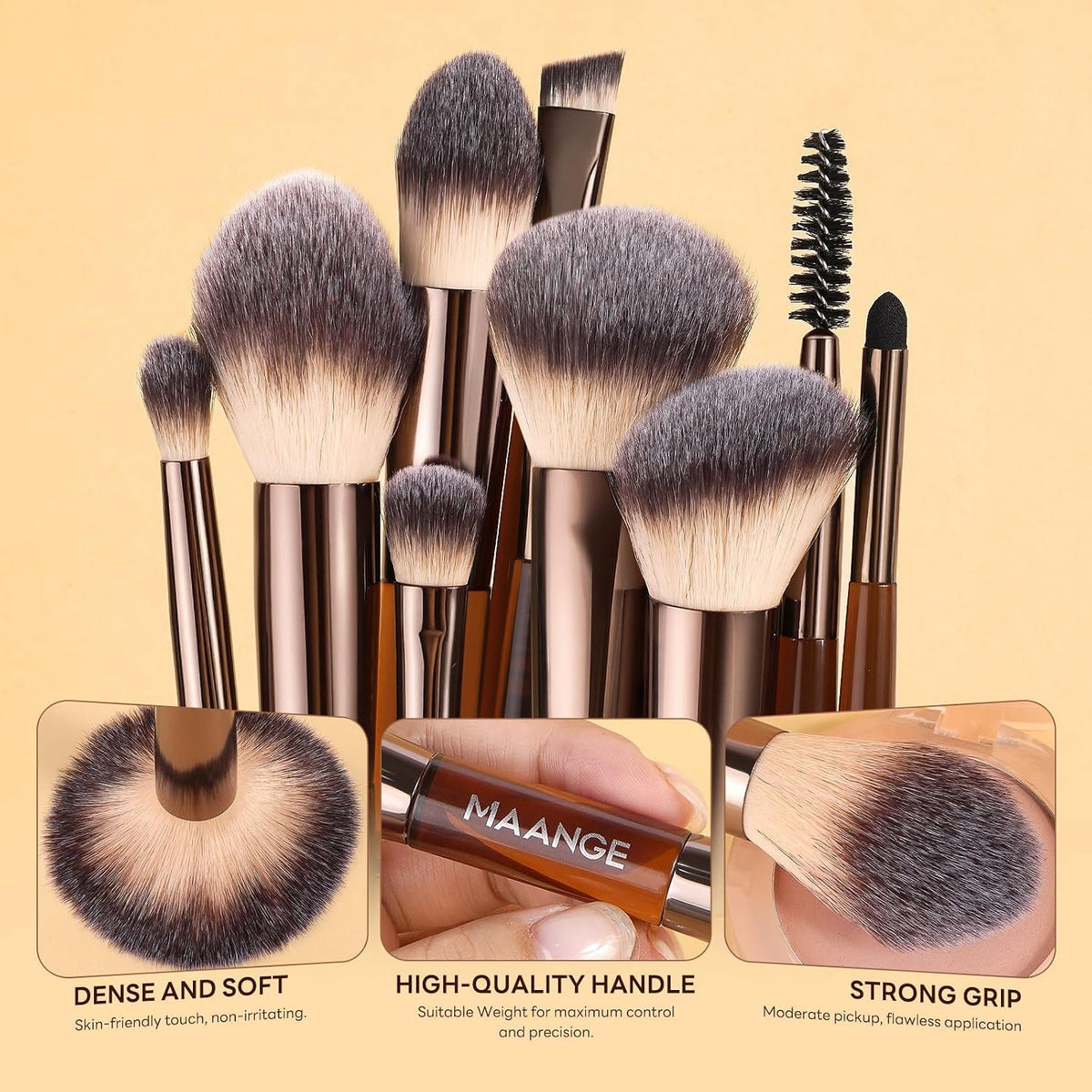 MAANGE 6Pcs Double Ended Makeup Brush Set with Makeup Sponge & Travel Bag