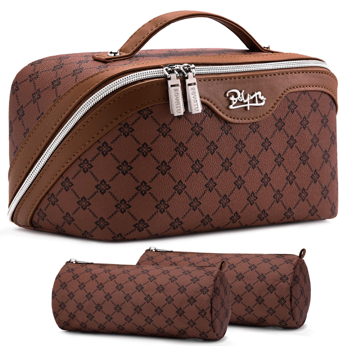 BOYATU Travel Makeup Bag Cosmetic Bags for Women: 3-Piece Make up Bag Set