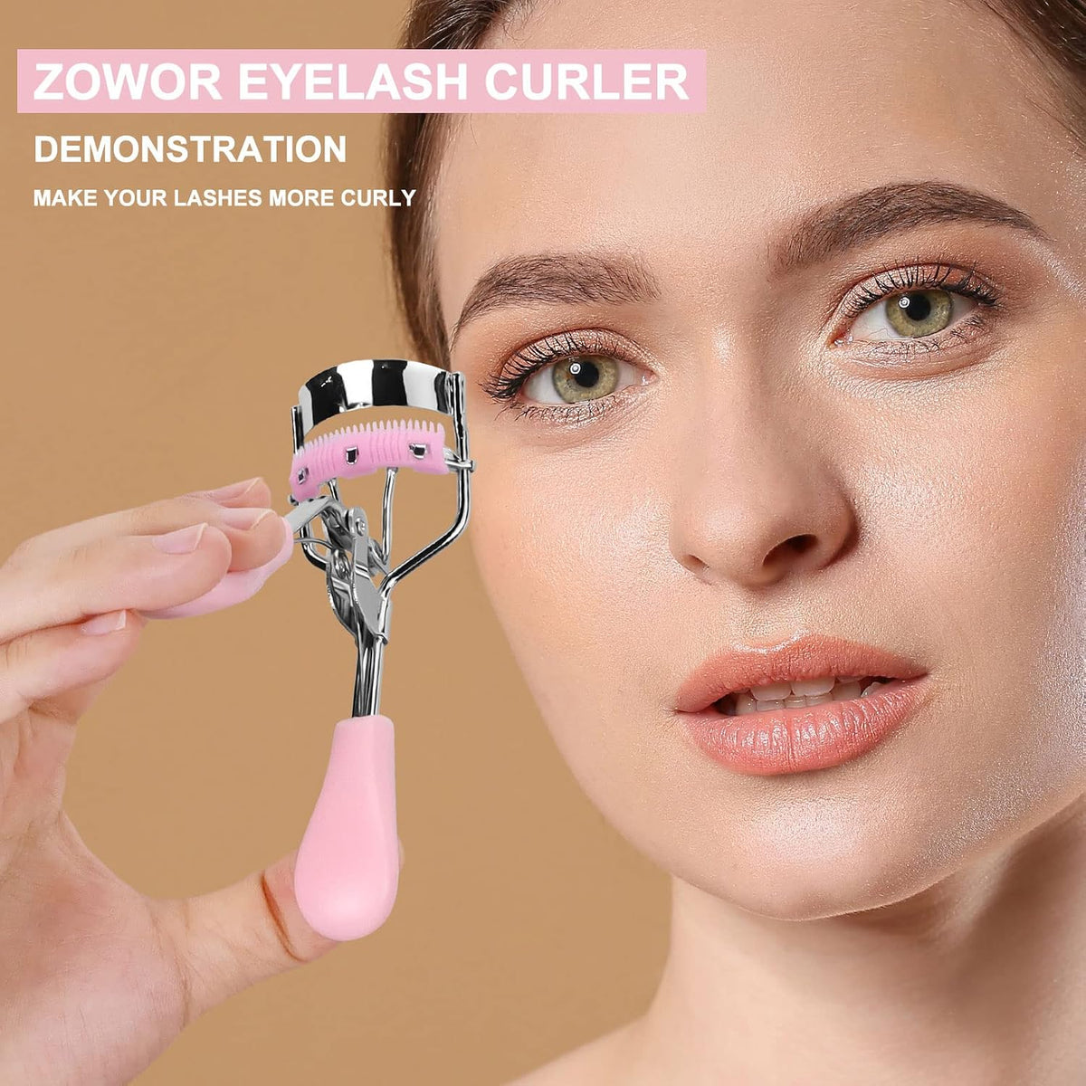 Eyelash Curler with Comb Fit All Eye Shape Curved Eyelash Curlers,Natural and Long Lasting Lash Curler for Women Make Up Gift(Pink)
