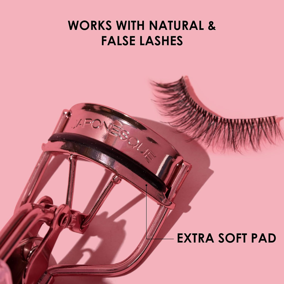 JAPONESQUE Comfort Grip Eyelash Curler for Natural & False Lashes, Universal Fit, Long-Lasting Curl