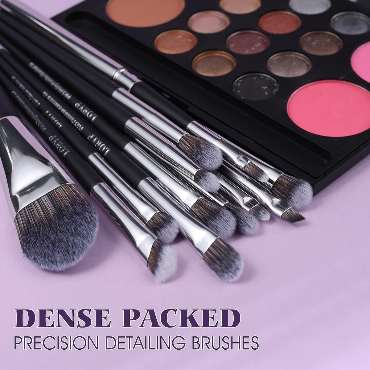 LORYP Professional Makeup Brush Set 32Pcs Matte Black Vegan Bristles