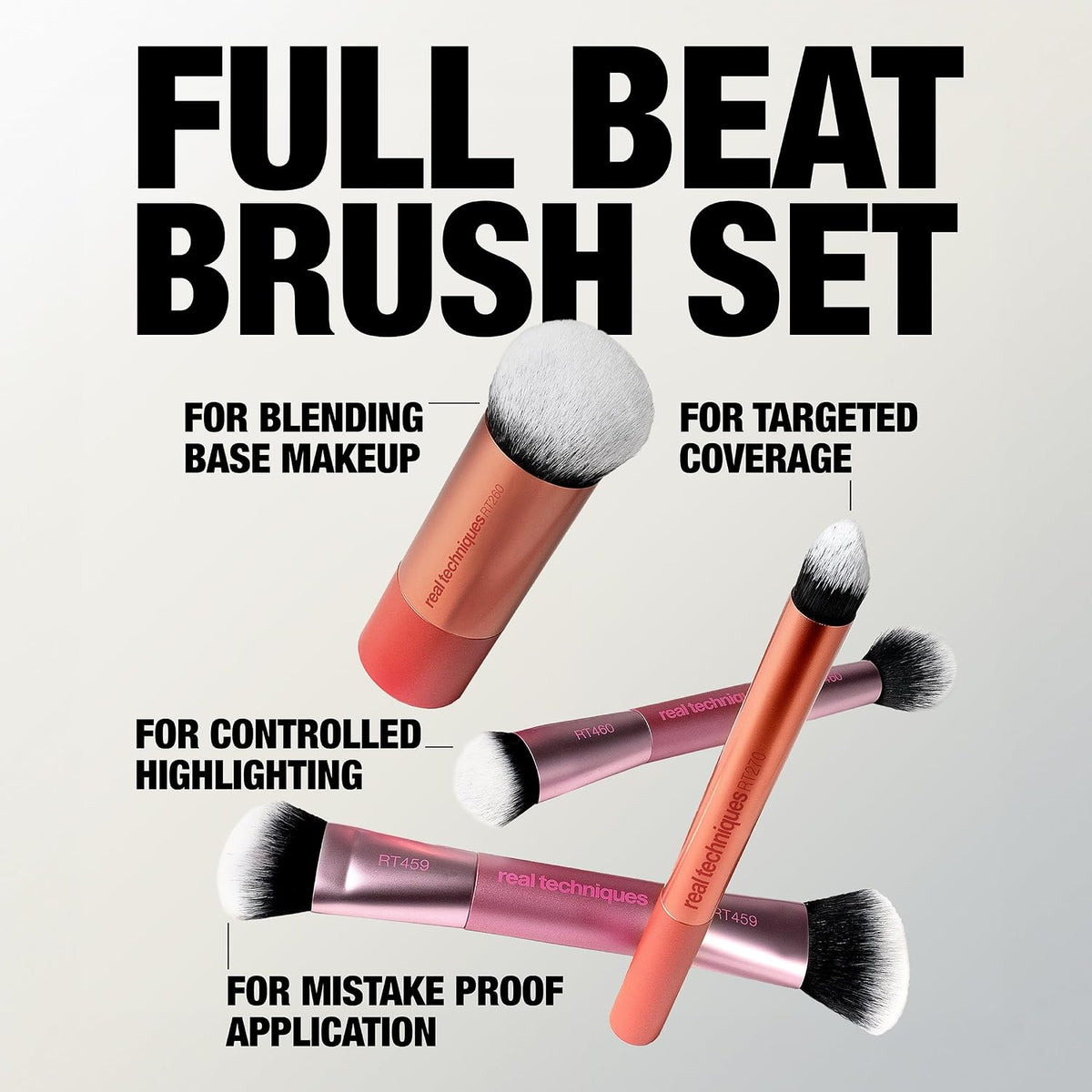 Real Techniques Full Beat Makeup Brush Set, 4-Piece Brush Kit