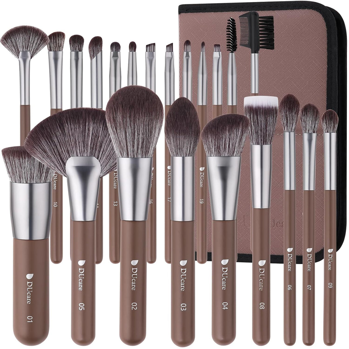 DUcare 22Pcs Makeup Brush Set PRO Makeup Brushes Professional with Foldable Bag Premium Synthetic Kabuki Foundation Blending Brush Face Powder Blush Concealers Eye Shadows for Makeup Lovers