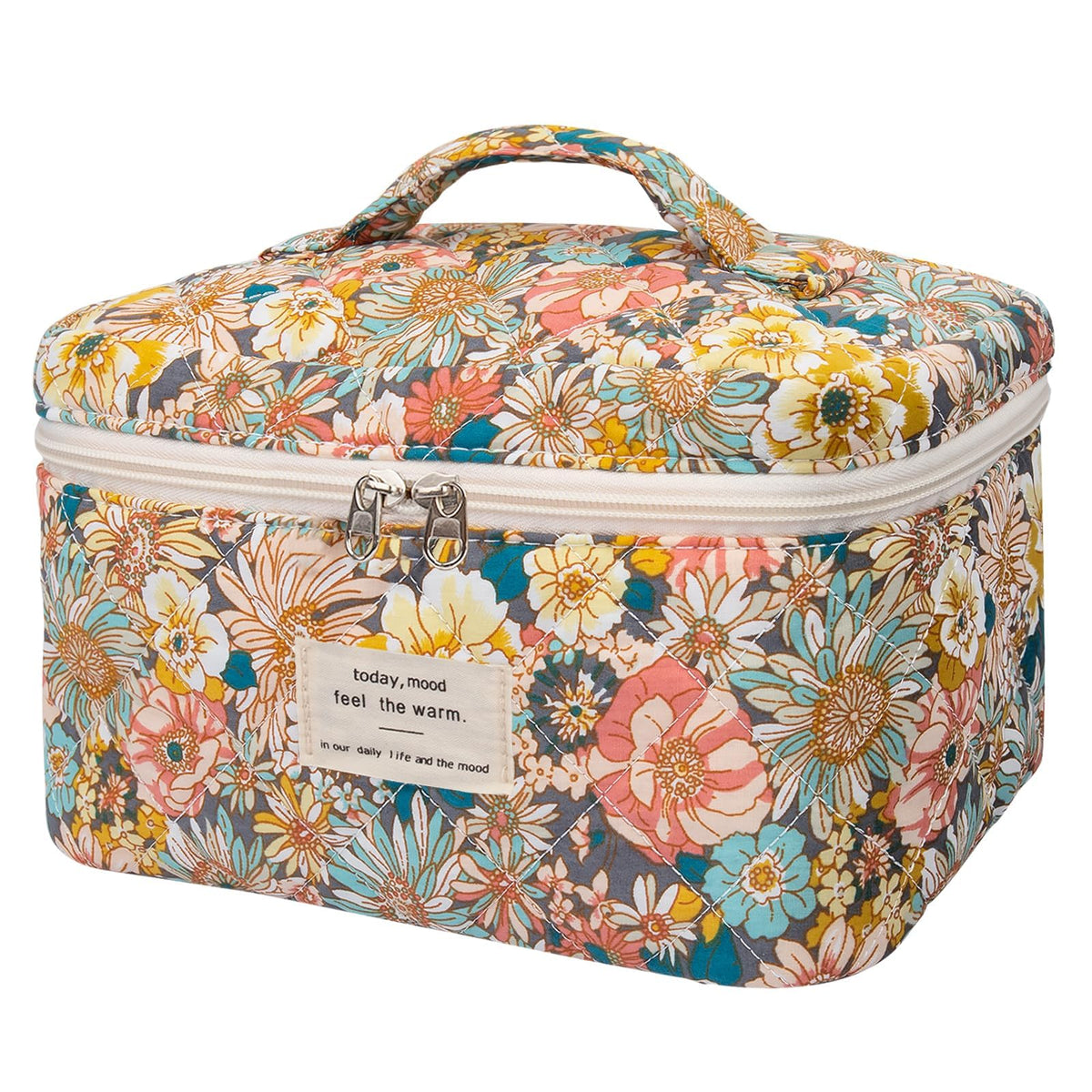 Gosect Large Makeup Bag, Cute Cosmetic Bag for Women Girls, Floral Coquette Aesthetic Toiletry Bag, Travel Make Up Organizer Bag (BDLH)