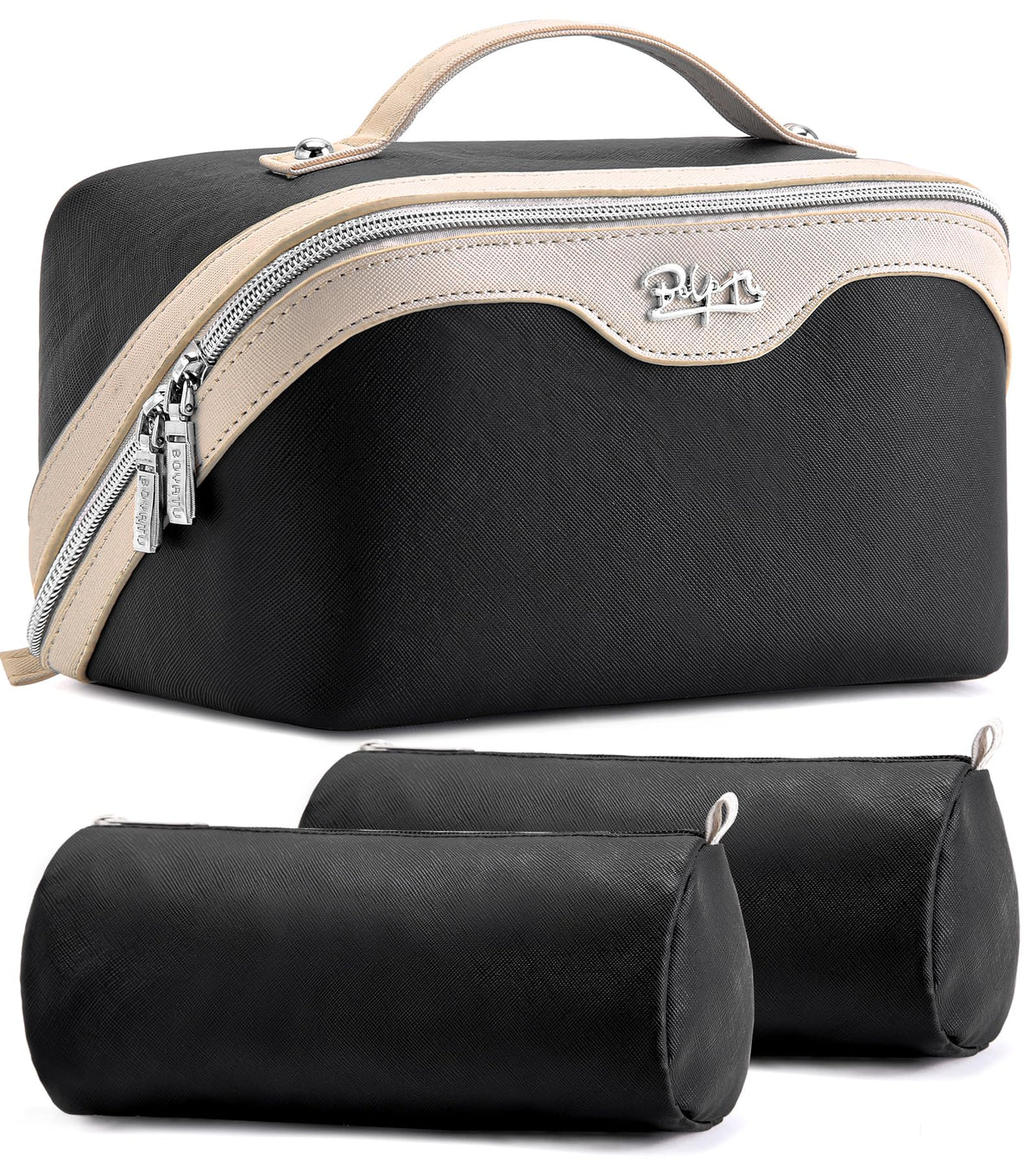 BOYATU Travel Makeup Bag Organizer: 3 Pcs Large Cosmetic Bags Set for Women