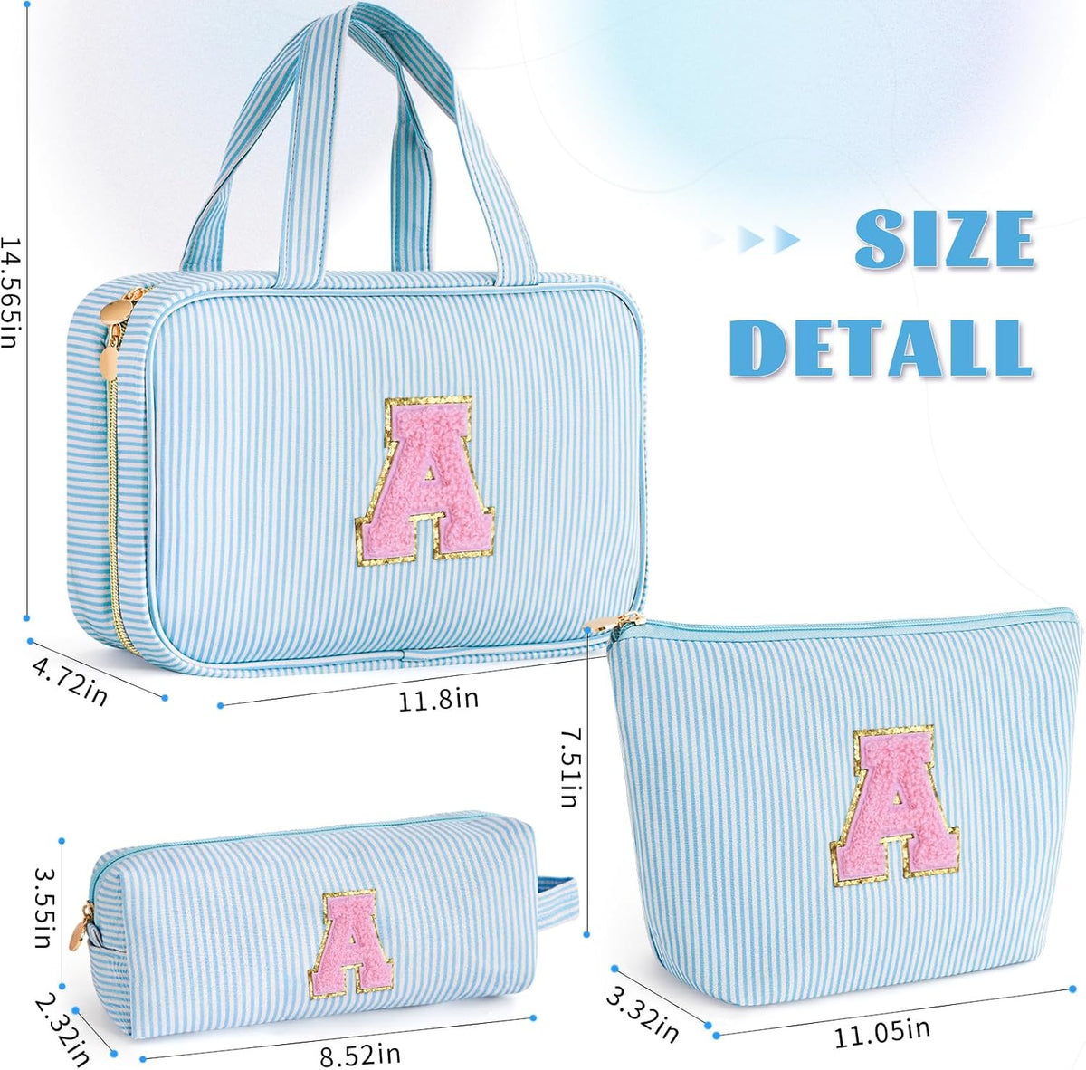 Gifts for Teen Girls Women - Personalized Toiletry Bag Initial Makeup Bag | Travel Cosmetic Bag | 8 9 10 11 12 13 14 15 16 Years Old Girl Gift Trendy Stuff - Blue A