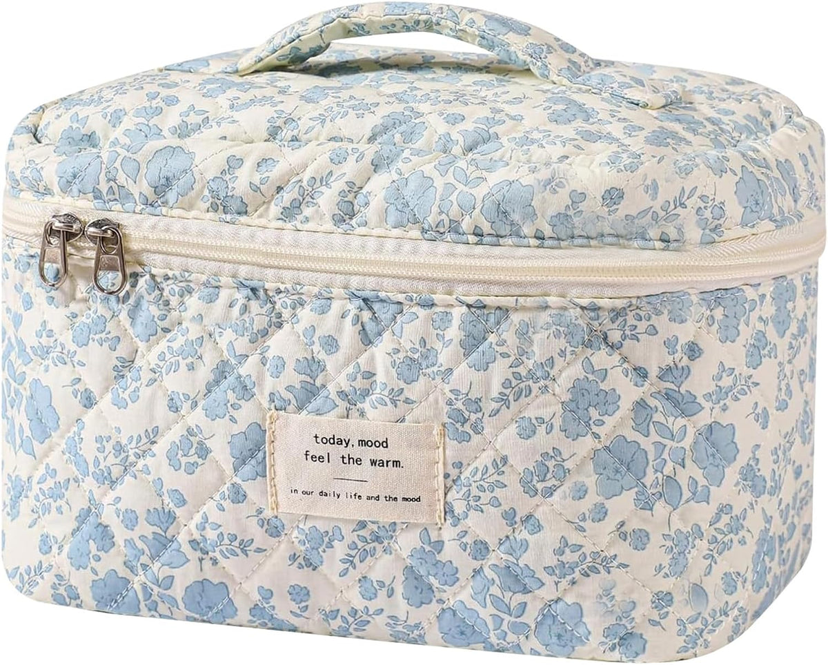Gosect Large Makeup Bag, Cute Cosmetic Bag for Women Girls, Floral Coquette Aesthetic Toiletry Bag, Travel Make Up Organizer Bag (BDLH)