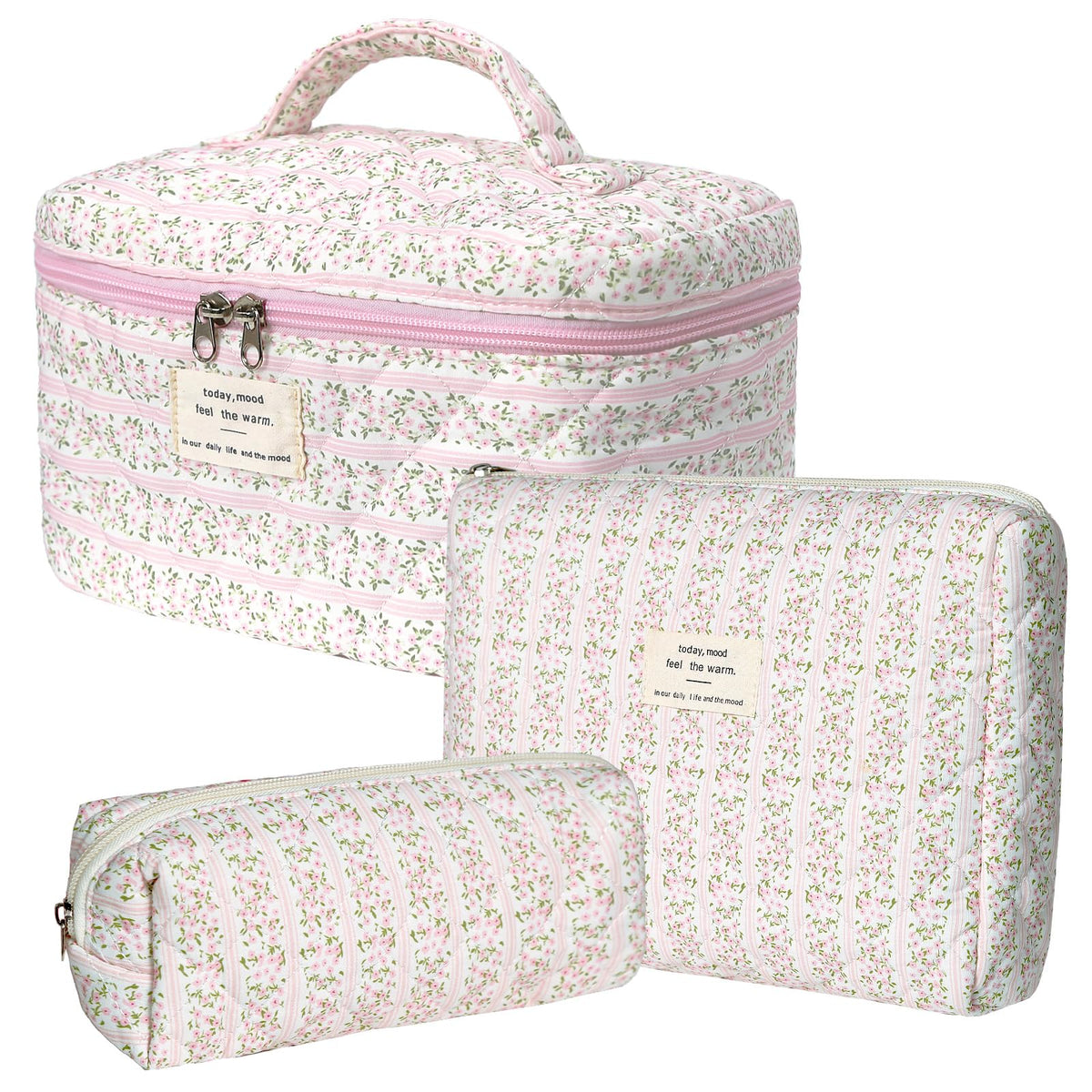 Gosect Large Makeup Bag, Cute Cosmetic Bag for Women Girls, Floral Coquette Aesthetic Toiletry Bag, Travel Make Up Organizer Bag (BDLH)