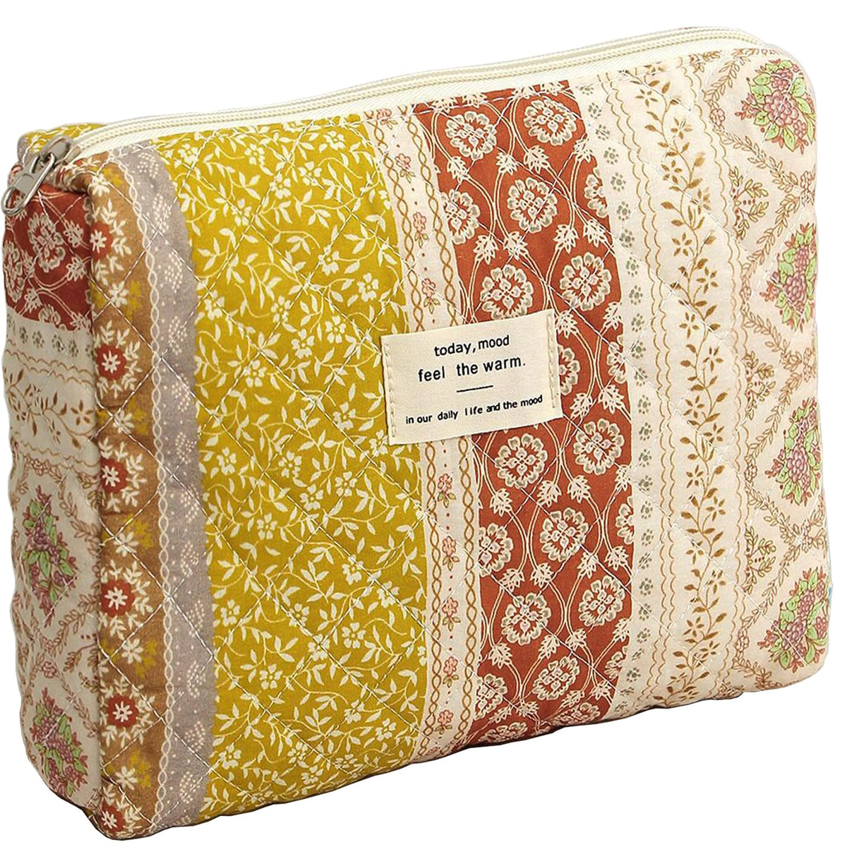 Large Makeup Bag, Cute Cosmetic Bags for Women, Floral Quilted Makeup Bag, Coquette Aesthetic Toiletry Bag,Travel Makeup Organizer Bags