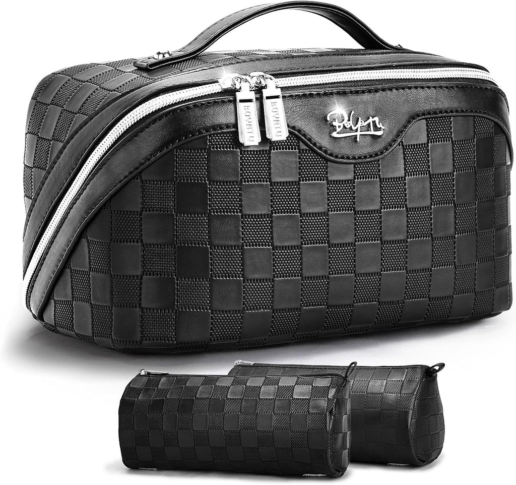 BOYATU Travel Makeup Bag Organizer: 3 Pcs Large Cosmetic Bags Set for Women