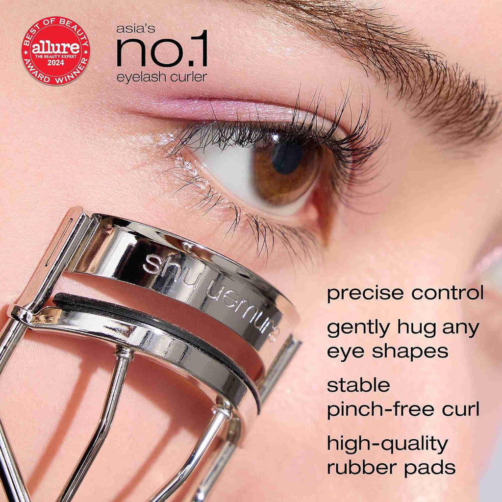Shu Uemura Iconic Eyelash Curler, Achieve Precise Control and Long-Lasting Curl - Includes Silicone Replacement Pad. Professional Makeup Artist Tool for All Eye Shapes