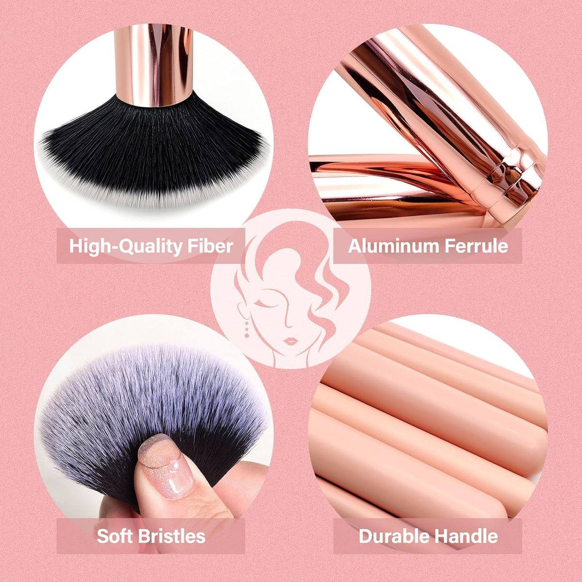 Makeup Brushes Set, Mlemle Professional 26 Pcs Makeup Kit, Include Powder Foundation Concealers Blush Eye shadows Eyebrow 21 Pcs Makeup Brushes and 2 Powder Puff, 3 Makeup Sponge(A01-Pink)